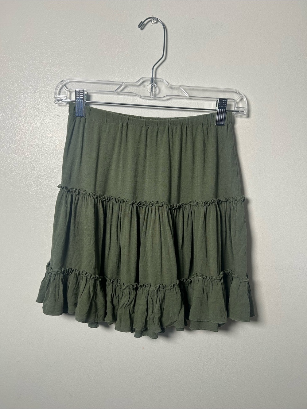 Polly Girls' Olive Tiered Ruffle Skirt with Elastic Waist Flowy Fairy
